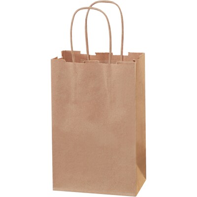 Staples 5 1/4" x 3 1/4" x 8 3/8" Shopping Bags, Kraft, 250/Carton (BGS101K)