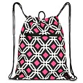 Zodaca Lightweight Sling Drawstring Bag Foldable Backpack Sports Gym Fitness - Black Graphic