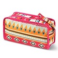 Zodaca Travel Cosmetic Makeup Case Bag Pouch Toiletry Zip Organizer - Aztec Print Pink Trim