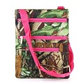 Zodaca Lightweight Padded Shoulder Cross Body Bag Messenger Travel Camping Zipper Bag - Natural Camo with Pink Trim