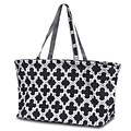 Zodaca Large All Purpose Stylish Open Top Handbag Laundry Shopping Utility Tote Carry Bag - Quatrefoil Black