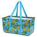 Zodaca All Purpose Wireframe Water Resistant Travel Handbag Picnic Laundry Shopping Utility Tote Carry Bag - Pineapple