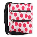 Zodaca Women Small Messenger Cross Body Zipper Shoulder Bag - Pink Dots with Black Trim