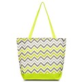 Zodaca Large All Purpose Lightweight Handbag Shopping Travel Tote Carry Shoulder Zipper Bag - Gray Green Chevron