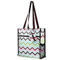 Zodaca Lightweight All Purpose Handbag Zipper Carry Tote Shoulder Bag for Travel Shopping - Multicolor Chevron