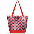 Zodaca Large All Purpose Lightweight Handbag Shopping Travel Tote Carry Shoulder Zipper Bag - Navy/Red Times Square