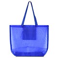 Zodaca Waterproof Beach Mesh Picnic HandBag Shoulder Tote Carry Bag for Shopping Outdoor Activity - Solid Dark Blue