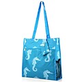 Zodaca Lightweight All Purpose Handbag Zipper Carry Tote Shoulder Bag for Travel Shopping - Blue Seahorse