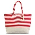 Zodaca Stripes Women Handbag Ladies Large Shoulder Tote Purse Messenger Bag (Size: 22 L x 6 D x 15.5 H) - Red/White