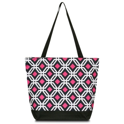 Zodaca Large All Purpose Lightweight Handbag Shopping Travel Tote Carry Shoulder Zipper Bag - Black Graphic