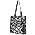 Zodaca Lightweight All Purpose Handbag Zipper Carry Tote Shoulder Bag for Travel Shopping - Black/White Geometric