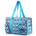 Zodaca Lightweight All Purpose Handbag Large Utility Shoulder Tote Carry Bag for Camping Travel Shopping -Navy/Turquoise