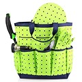 Zodaca Garden Multiple Pocket Utility Tote Carry Bag with Gloves and Water Resistant Kneeling Pad - Green/Navy