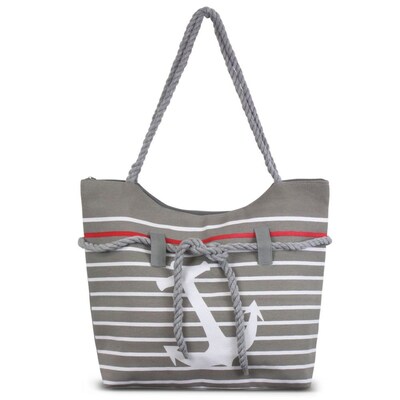Zodaca Anchor Women Handbag Ladies Large Rope Shoulder Tote Purse Messenger Bag (Size: 19 L x 5 W x 14 H) - Gray