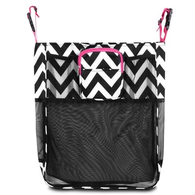 Zodaca Baby Cart Strollers Bag Buggy Pushchair Organizer Basket Storage Bag for Walk Shopping - Black/White/Pink Trim
