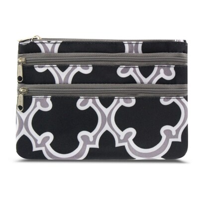 Zodaca Women Coin Purse Wallet Zipper Pouch Bag Card Holder Case - Black Quatrefoil