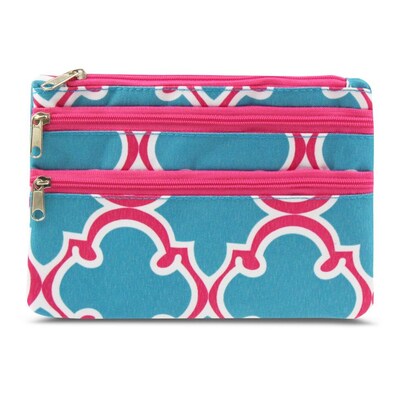 Zodaca Women Coin Purse Wallet Zipper Pouch Bag Card Holder Case - Blue Quatrefoil