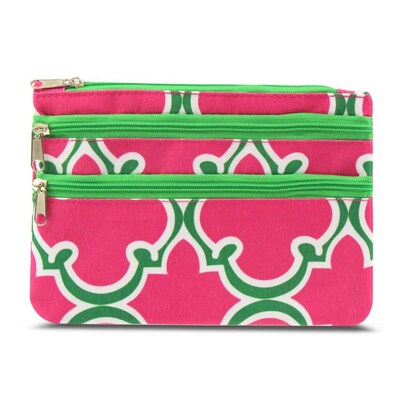 Zodaca Women Coin Purse Wallet Zipper Pouch Bag Card Holder Case - Pink Quatrefoil