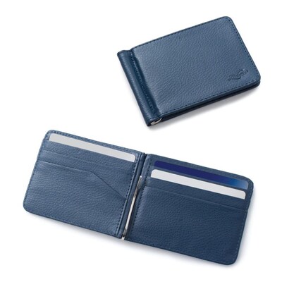 Zodaca Stylish Men's Slim Leather Bifold Wallet Purse Credit Card Holder Case with Removable Money Clip - Dark Blue