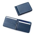 Zodaca Stylish Mens Slim Leather Bifold Wallet Purse Credit Card Holder Case with Removable Money Clip - Dark Blue
