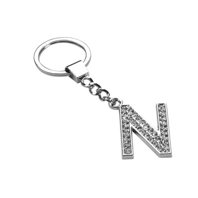 Insten Glamorous Alphabet Patterned Letter N Keychain with White Crystals