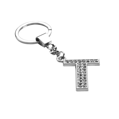 Custom Insten Glamorous Alphabet Patterned Letter T Keychain with White Crystals