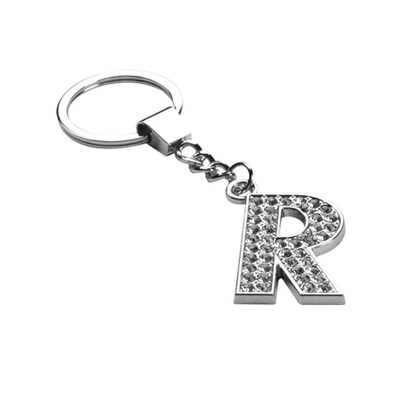 Insten Glamorous Alphabet Patterned Letter R Keychain with White Crystals