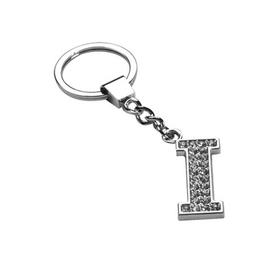 Insten Glamorous Alphabet Patterned Letter I Keychain with White Crystals