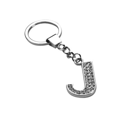 Insten Glamorous Alphabet Patterned Letter J Keychain with White Crystals
