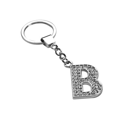 Insten Glamorous Alphabet Patterned Letter B Keychain with White Crystals