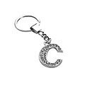 Custom Insten Glamorous Alphabet Patterned Letter C Keychain with White Crystals