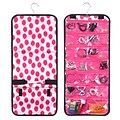 Zodaca Jewelry Hanging Travel Organizer Roll Bag Necklace Storage Holder - Pink Dots with Pink Trim