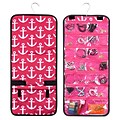 Zodaca Multi-Functional Jewelry Hanging Travel Business Trip Camping Organizer Roll Bag - Pink Anchors with Black Trim