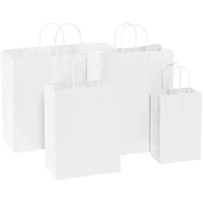 Staples® 10.25" x 4.5" x 4.75" Paper Shopping Bags, White, 250/Carton (BGS103W)