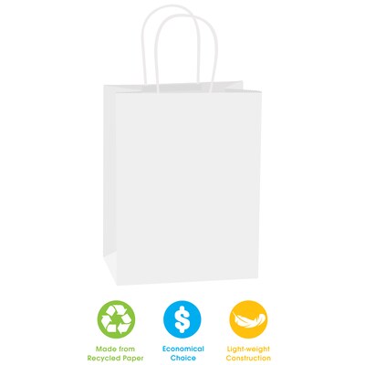 Staples® 10.25" x 4.5" x 4.75" Paper Shopping Bags, White, 250/Carton (BGS103W)