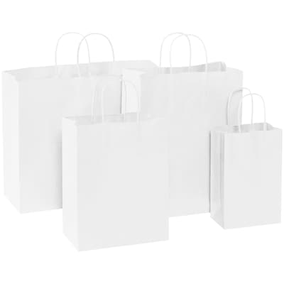 Staples 10" x 5" x 13" Shopping Bags, White, 250/Carton (BGS104W)