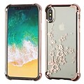 Insten Spring Flowers TPU Rubber Candy Skin Case Cover for Apple iPhone X - Clear/Rose Gold