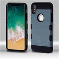 Insten Tuff Dual Layer Hybrid Brushed PC/TPU Rubber Case Cover for Apple iPhone X - Grayish Blue/Black