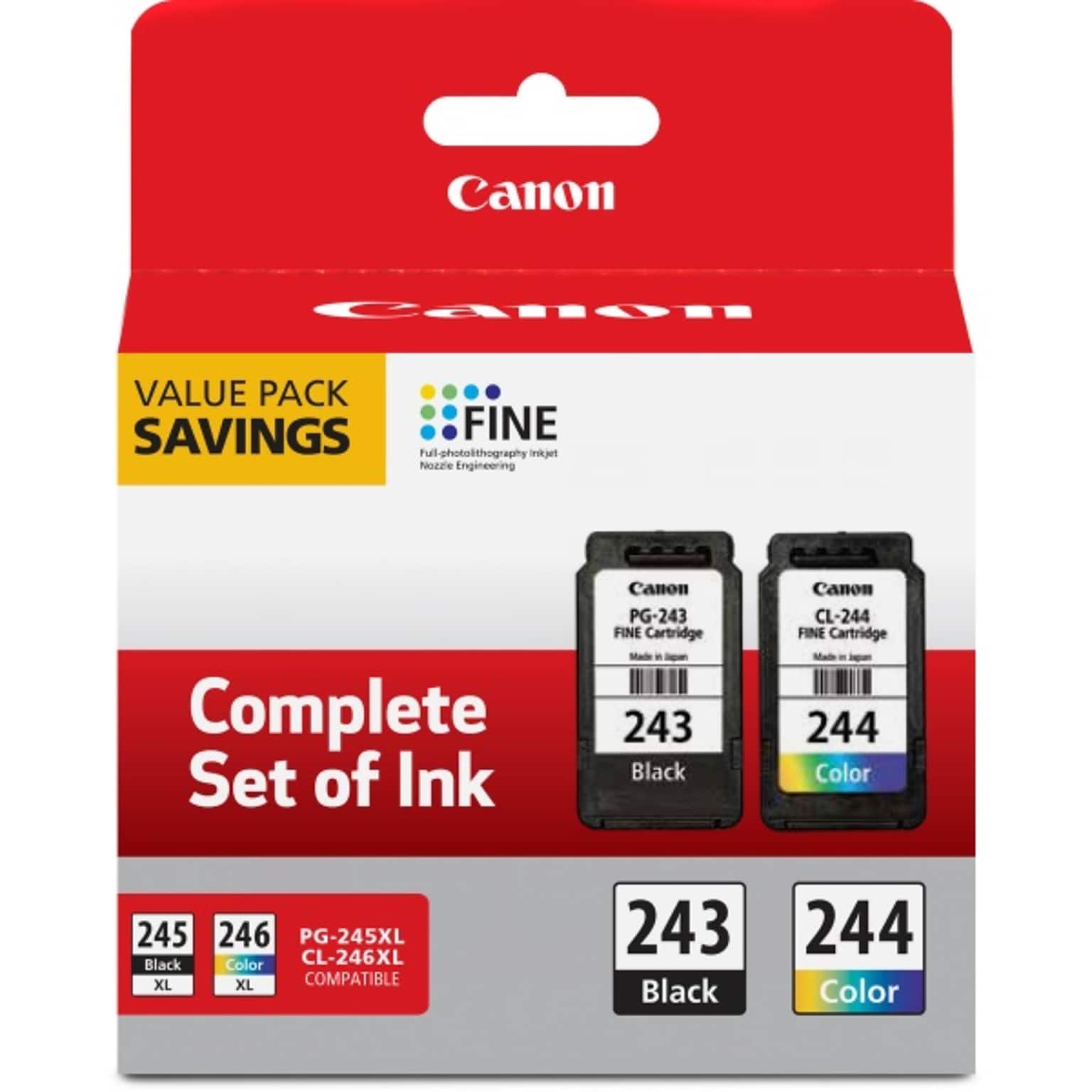 Canon 1287C006 (Pigment Black/Dye Based Color) Ink Cartridge Value Pack