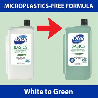 Dial Basics HypoAllergenic Liquid Hand Soap, 1L Refill Bottle, 8/Carton (33821)
