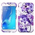 Insten TUFF Hybrid Case For Samsung Galaxy J7 (2017) / J7 Perx / J7 Sky Pro / J7 V - Purple Flower/Electric Purple