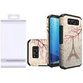 Insten White Eiffel Tower Flowers Rubberized Slim Premium Hybrid Dual layer Hard Case with Package For Samsung Galaxy S8