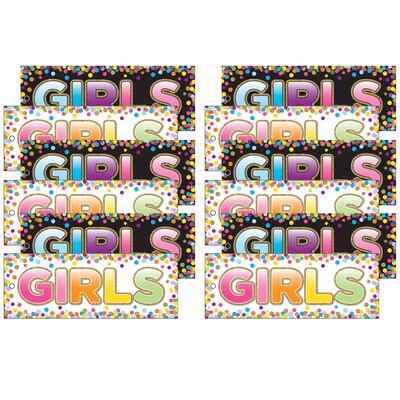 Ashley Productions Laminated Double-Sided Hall Passes, 9 x 3.5, Confetti Girls Pass, Pack of 6 (AS