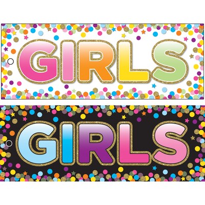 Ashley Productions Laminated Double-Sided Hall Passes, 9 x 3.5, Confetti Girls Pass, Pack of 6 (AS