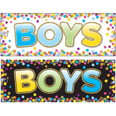 Ashley Productions Laminated Double-Sided Hall Passes, 9" x 3.5", Confetti Boys Pass, Pack of 6 (ASH10748-6)