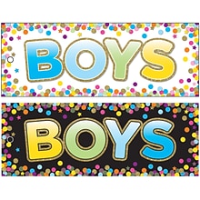 Ashley Productions Laminated Double-Sided Hall Passes, 9 x 3.5, Confetti Boys Pass, Pack of 6 (ASH