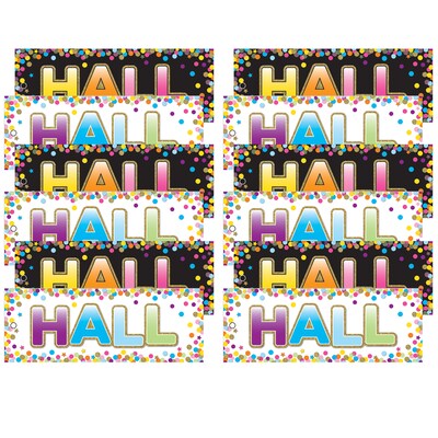 Ashley Productions Laminated Double-Sided Hall Passes, 9 x 3.5, Confetti Hall Pass, Pack of 6 (ASH