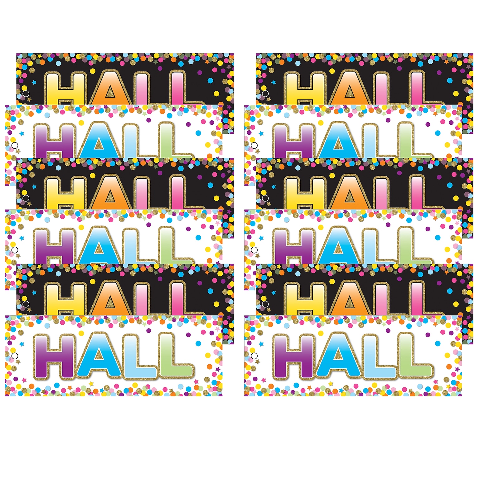 Ashley Productions Laminated Double-Sided Hall Passes, 9 x 3.5, Confetti Hall Pass, Pack of 6 (ASH10749-6)