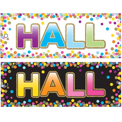 Ashley Productions Laminated Double-Sided Hall Passes, 9 x 3.5, Confetti Hall Pass, Pack of 6 (ASH