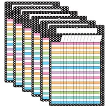 Ashley Productions Smart Poly Chart, 13 x 19, B&W Polka Dots Incentive, w/Grommet, Pack of 6 (ASH9